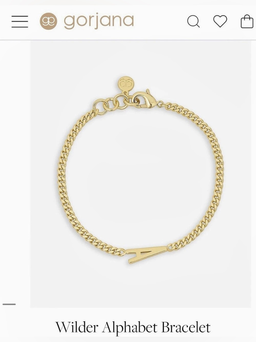 Gorjana Wilder Alphabet Bracelet Gold Initial “J”